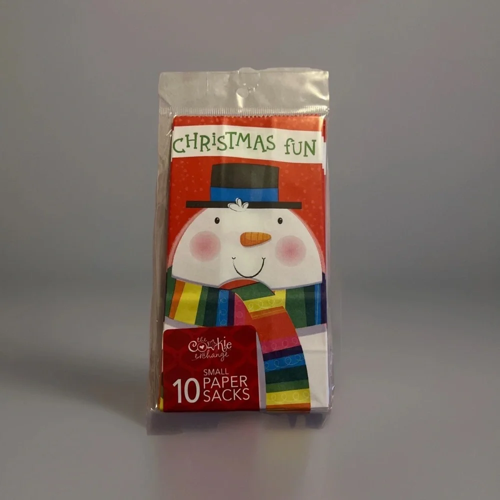 PREMIUM Cookie Exchange Paper Sacks, Christmas Holiday Snowman Design